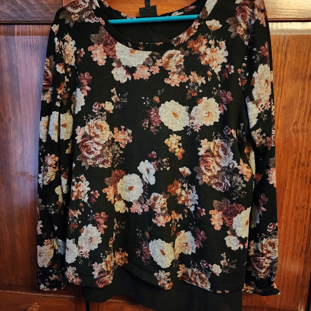 Long sleeve Sweater with attached silky under top.